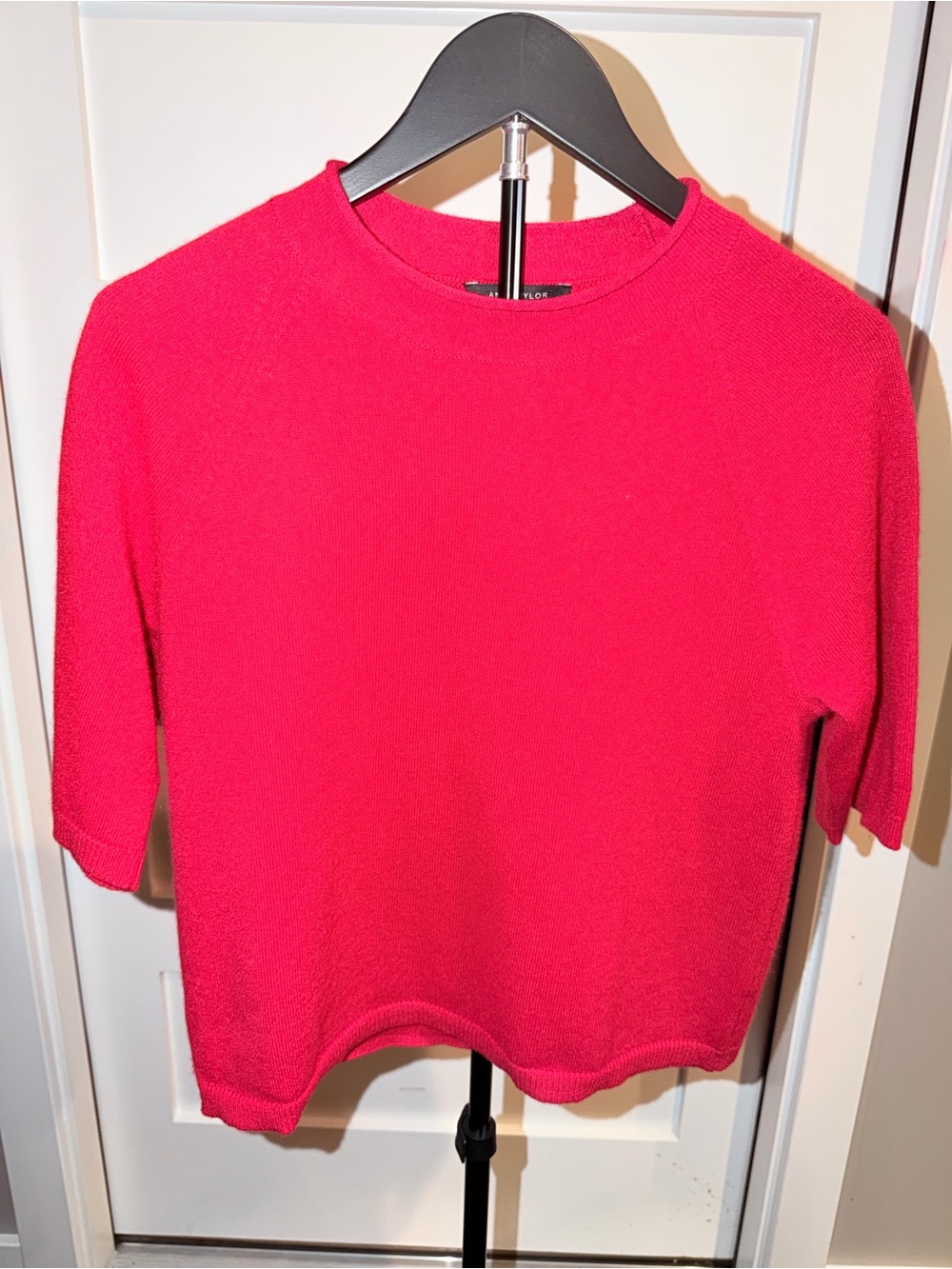 Ann Taylor Red Cashmere Short Sleeve Crewneck Sweater NWT